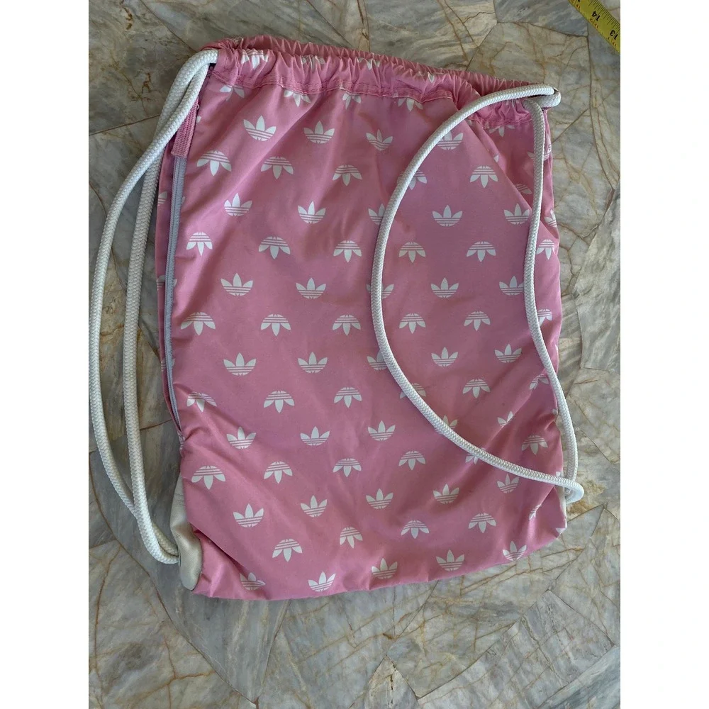 Adidas Originals Pink Trefoil Monogram Drawstring Cinch Backpack Bag B172 043516