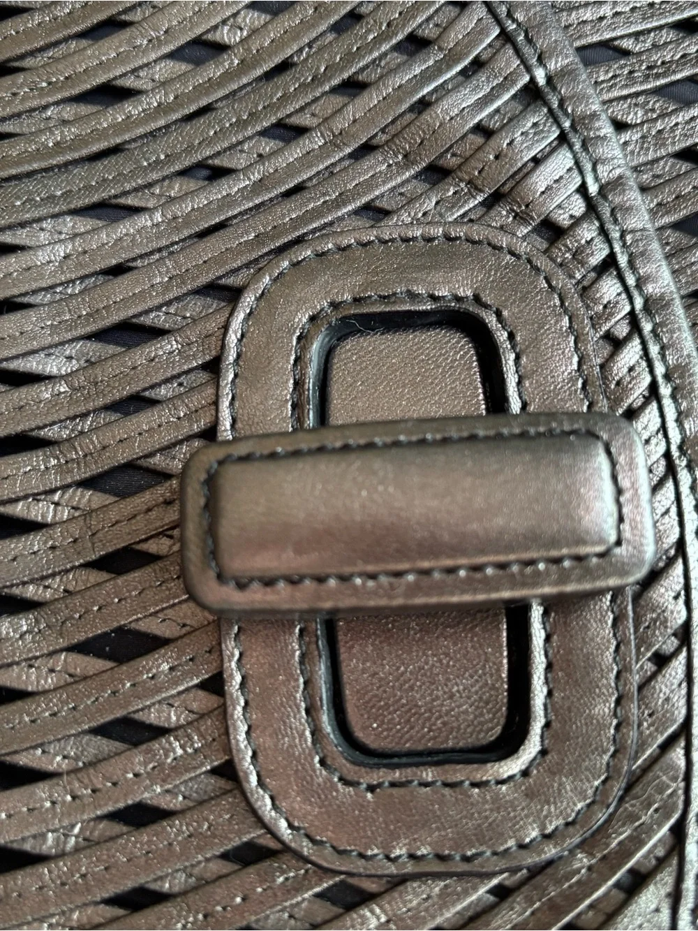 Jil Sander Metallic Silver Woven Top-Handle Satchel