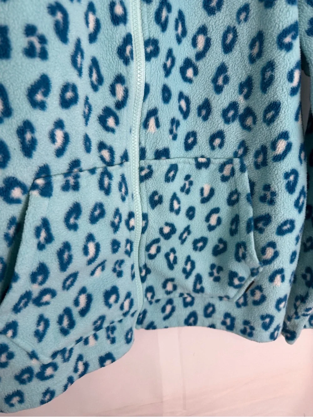 Eddie Bauer Light Blue & Dark Blue Leopard Print Fleece Jacket