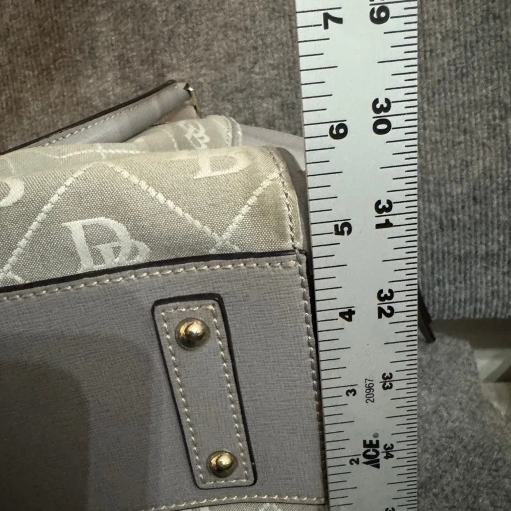 Dooney & Bourke Gretta Monogram Satchel Grey White Coated Canvas Handbag