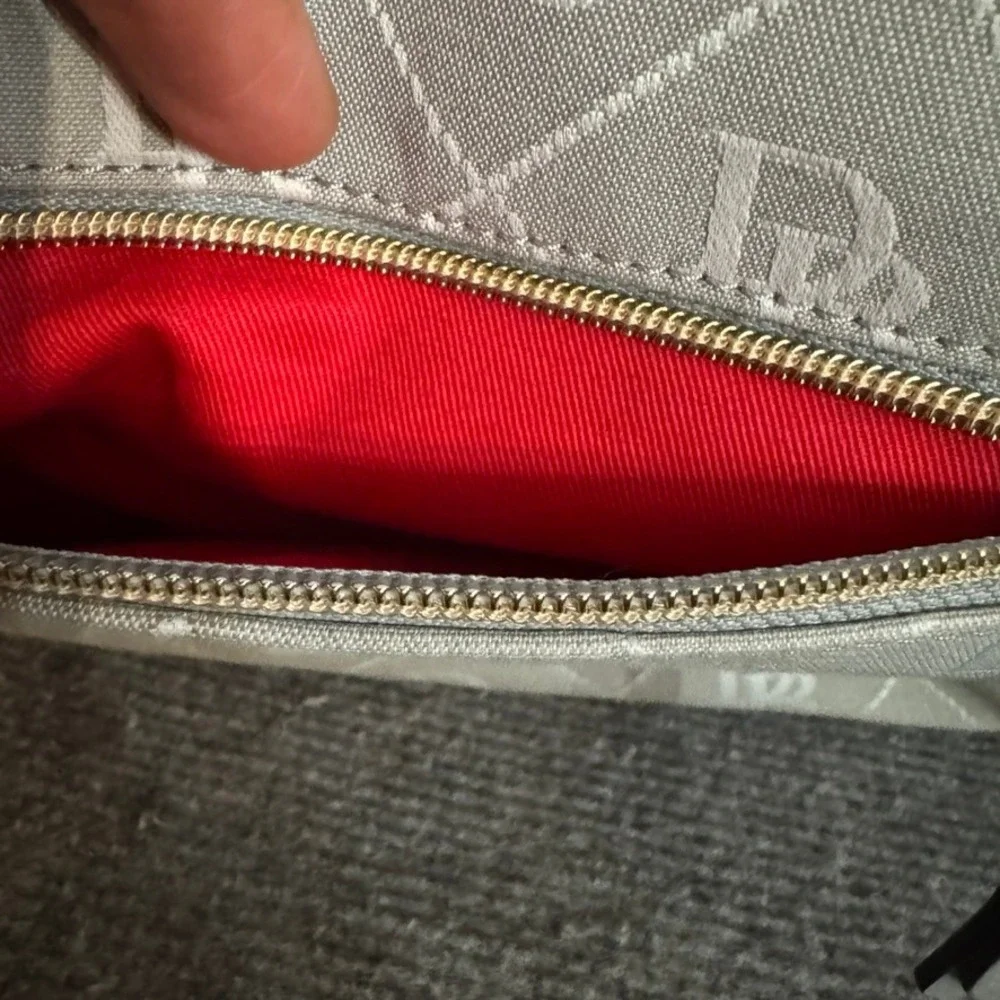 Dooney & Bourke Gretta Monogram Satchel Grey White Coated Canvas Handbag