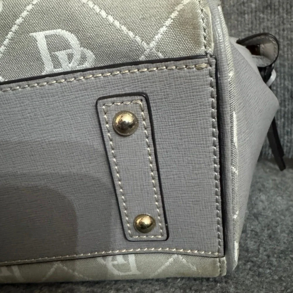 Dooney & Bourke Gretta Monogram Satchel Grey White Coated Canvas Handbag