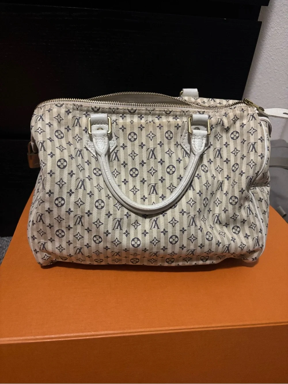 Louis Vuitton Cream and White Monogram Satchel