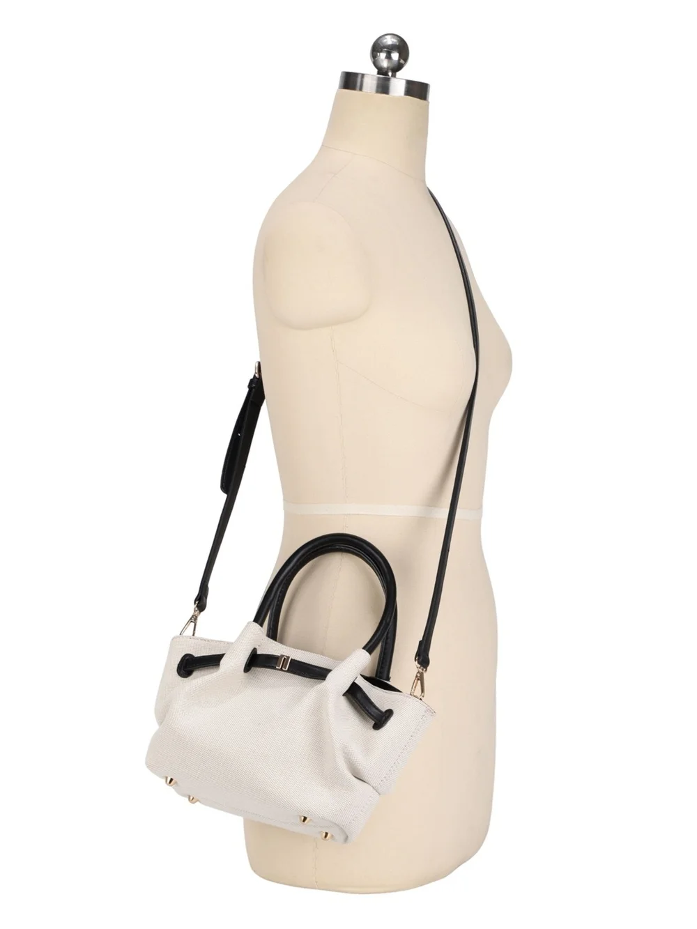 Canvas Mini Tote Bag with PU Leather Trim