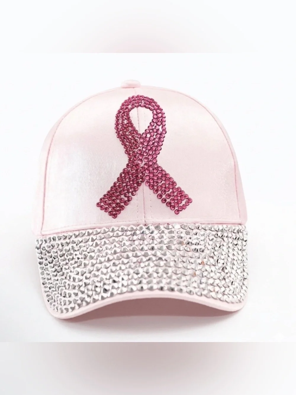 BREAST CANCER AWARENESS pink ribbon Rhinestone hat