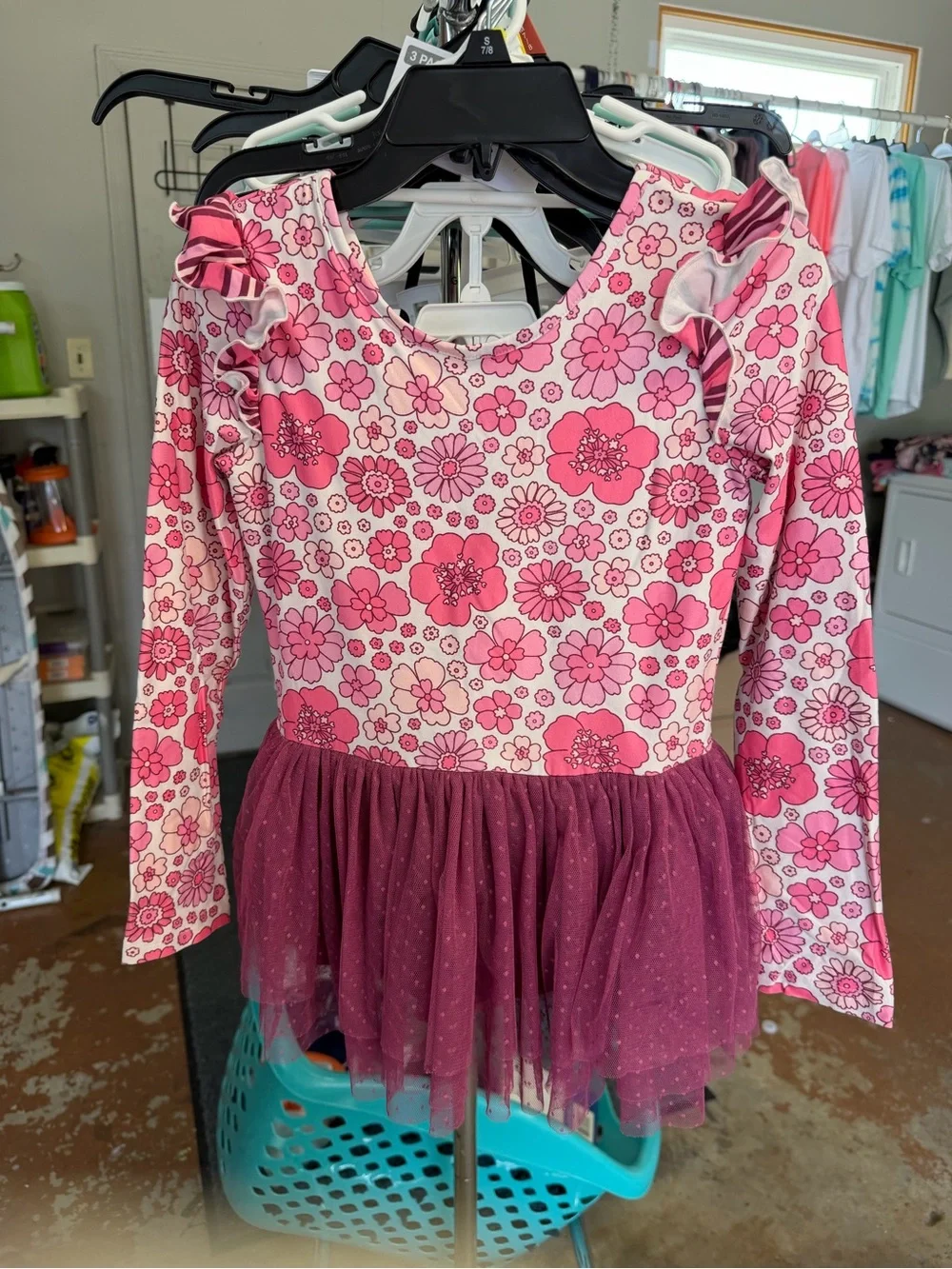 Girls Pink Floral Tutu Dance Costume