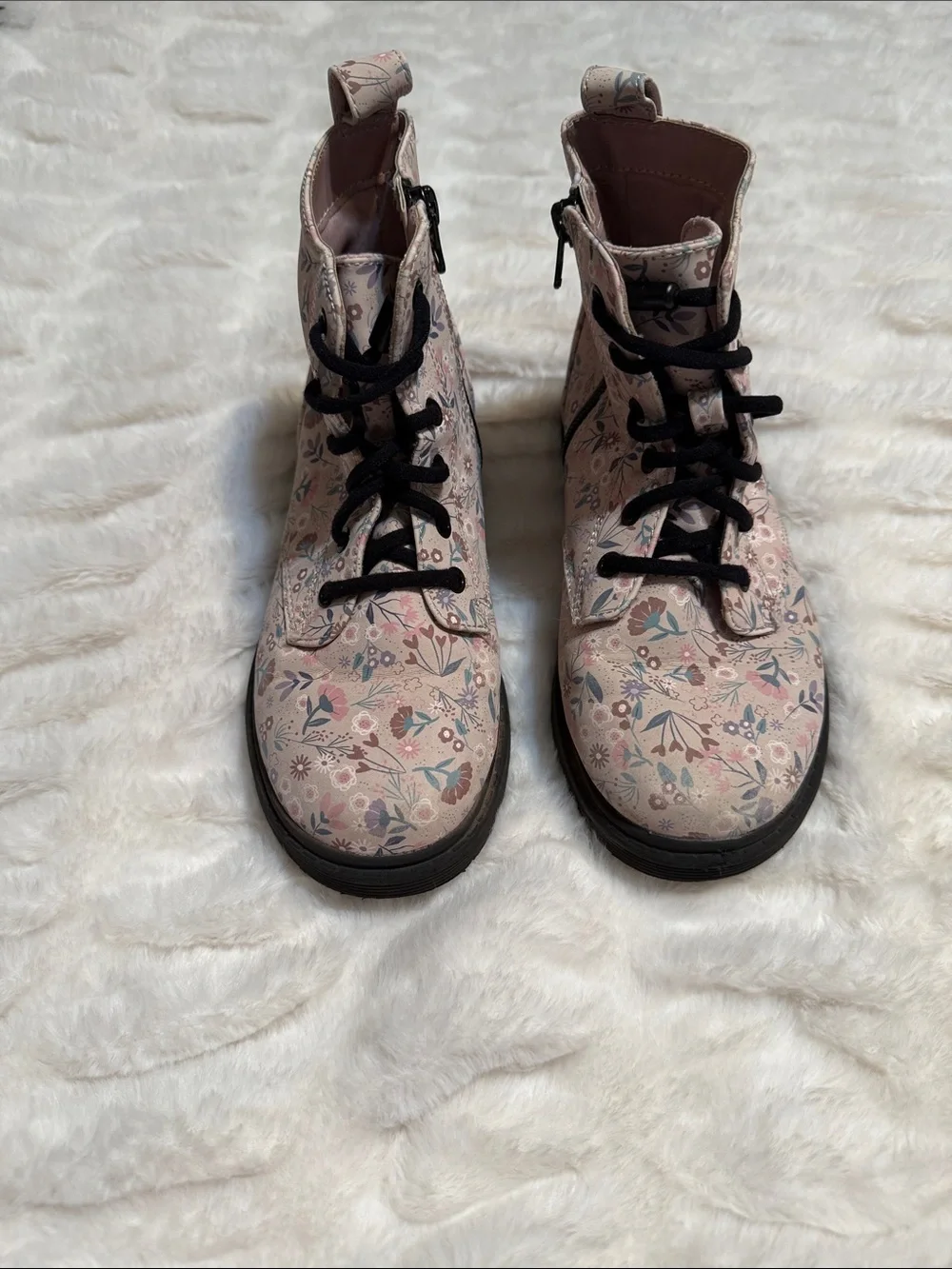 Girl’s Art Class “Zoe” Floral Lace-Up Ankle Boots - Pink