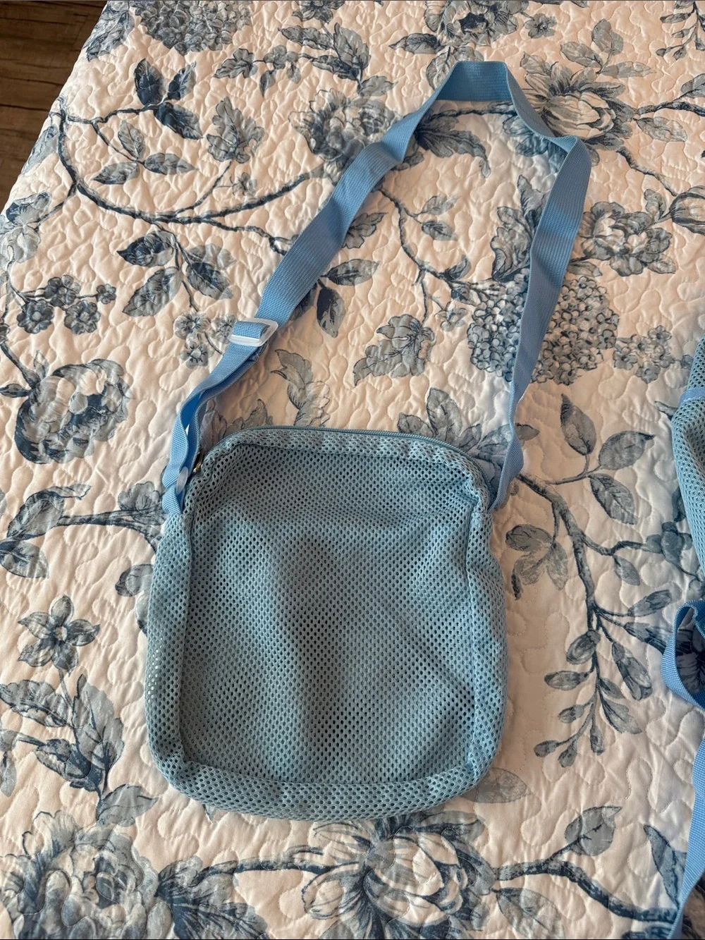 Light Blue Mesh Backpack & Crossbody Set