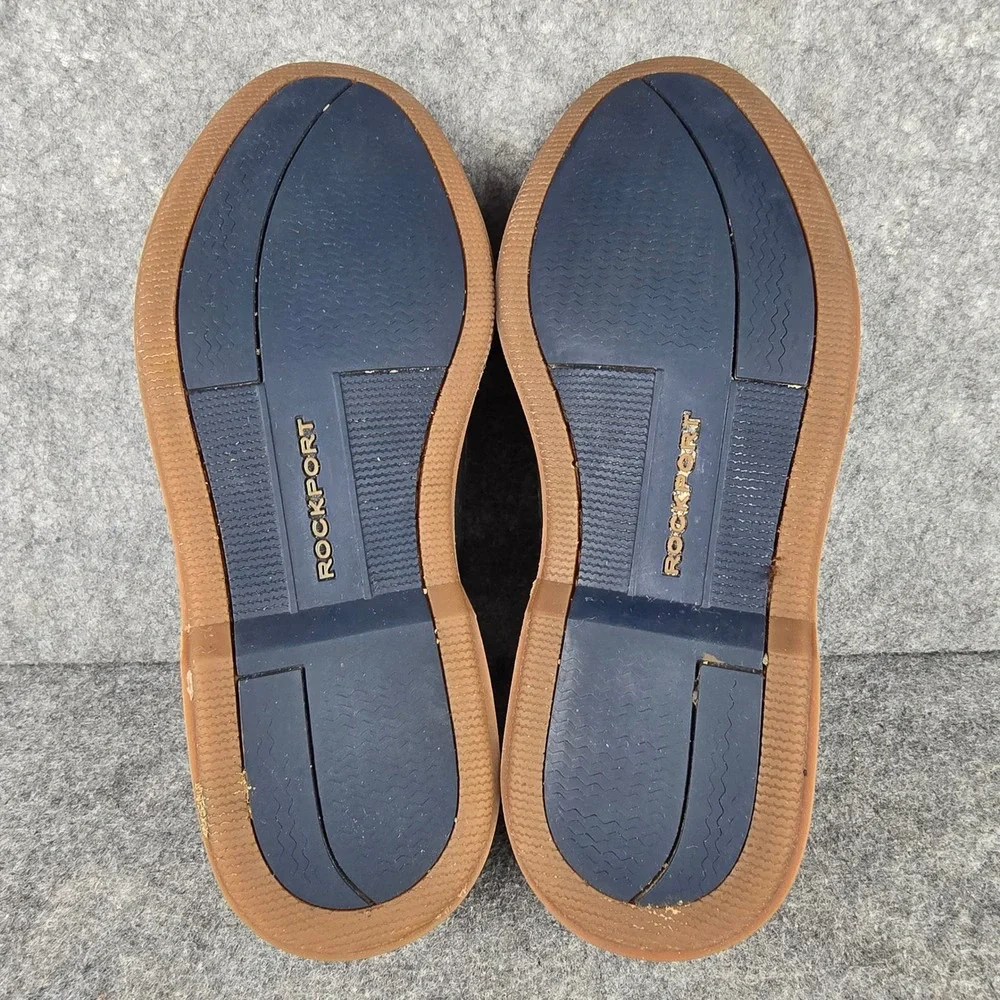 Rockport Mens 11 W Black Leather Boat Shoes Bennett Lane Deck Moccasins V77051