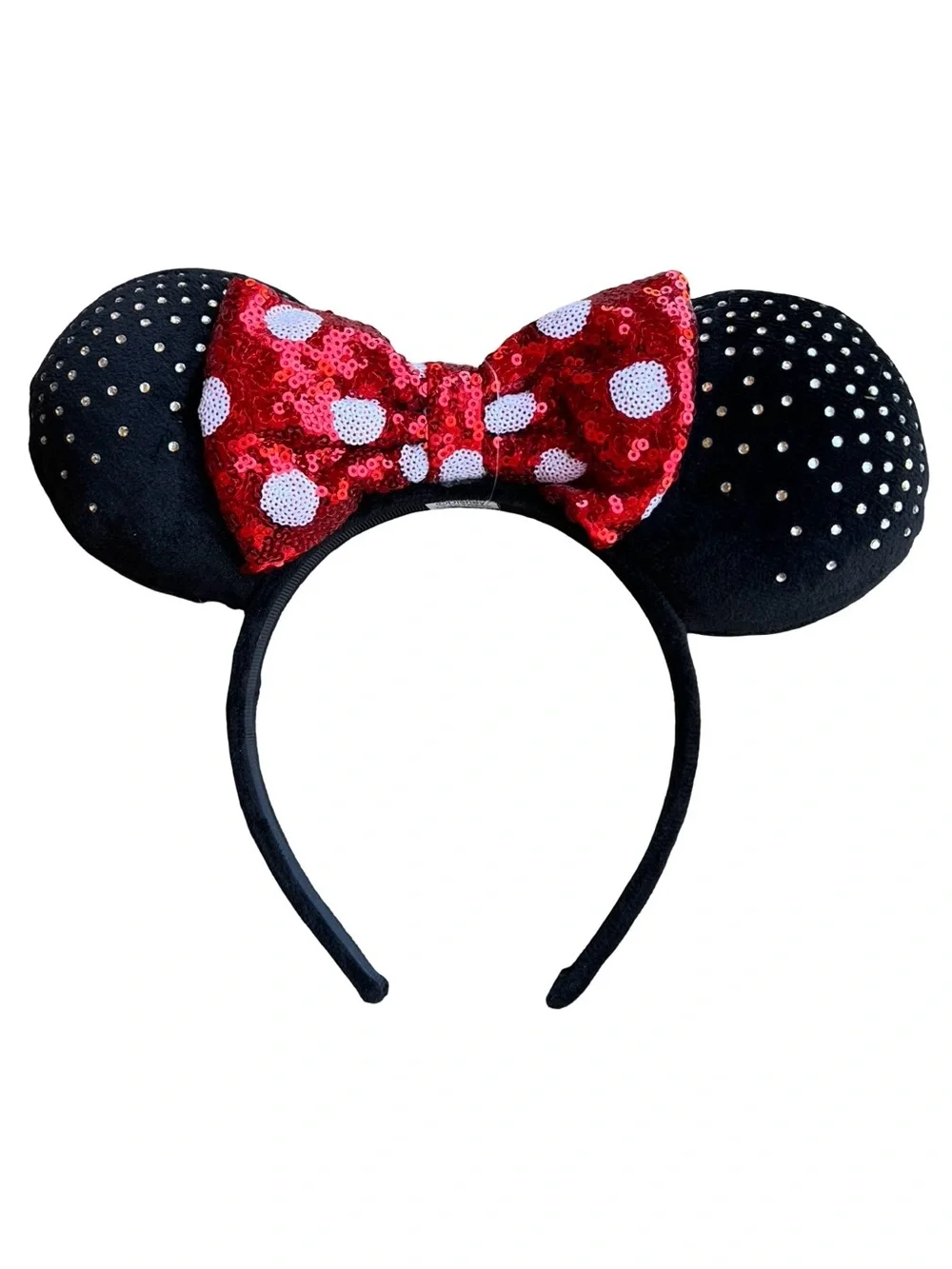 DISNEY Mickey Minnie Mouse Ears Headband Sequins Rhinestones Adult Classic Bow