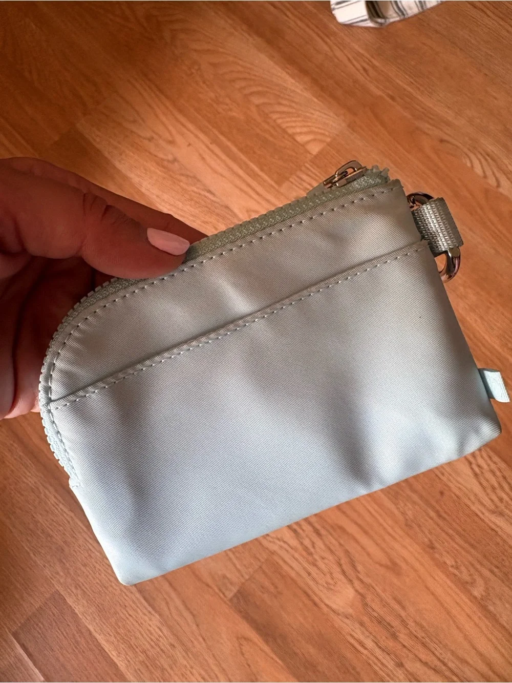 Lululemon Powder Blue Coin Pouch with Pink Logo