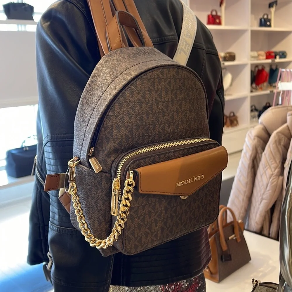 MICHAEL KORS Maisie Extra-Small Logo 2-in-1 Backpack Brown  NWT
