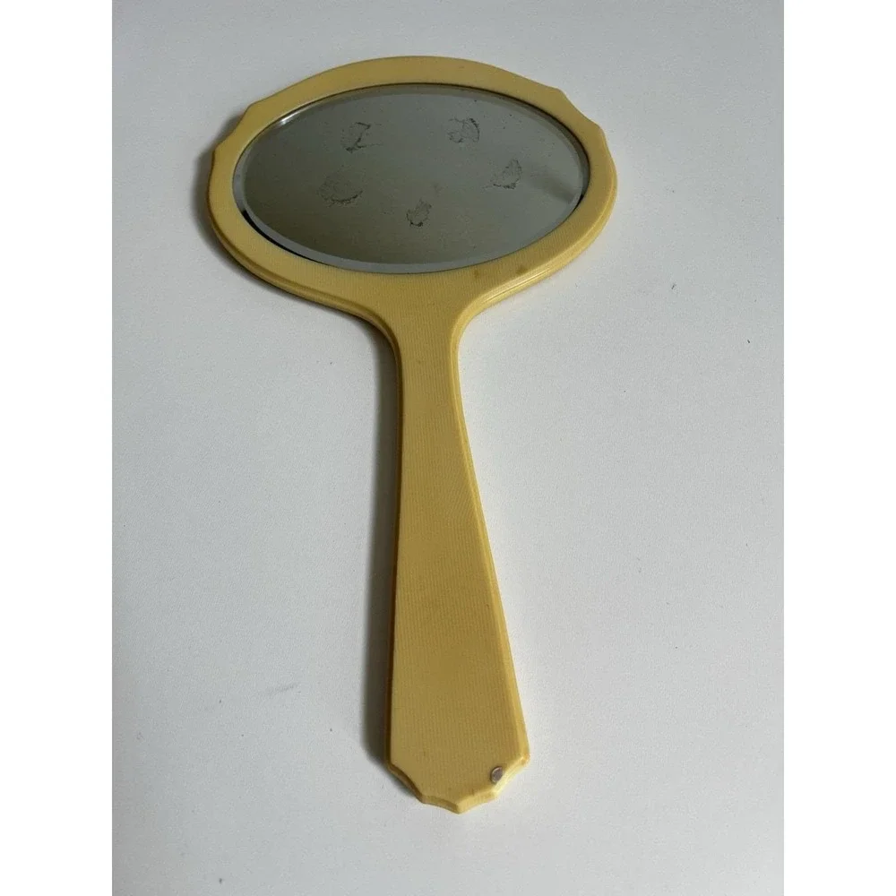 1920s Vintage Ivory Pyralin Dubarry Celluloid Handheld‎ Oval Mirror