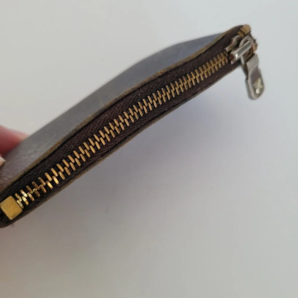 Louis Vuitton Monogram Pochette Cles Key Pouch Brown Canvas Coin Purse Zippy