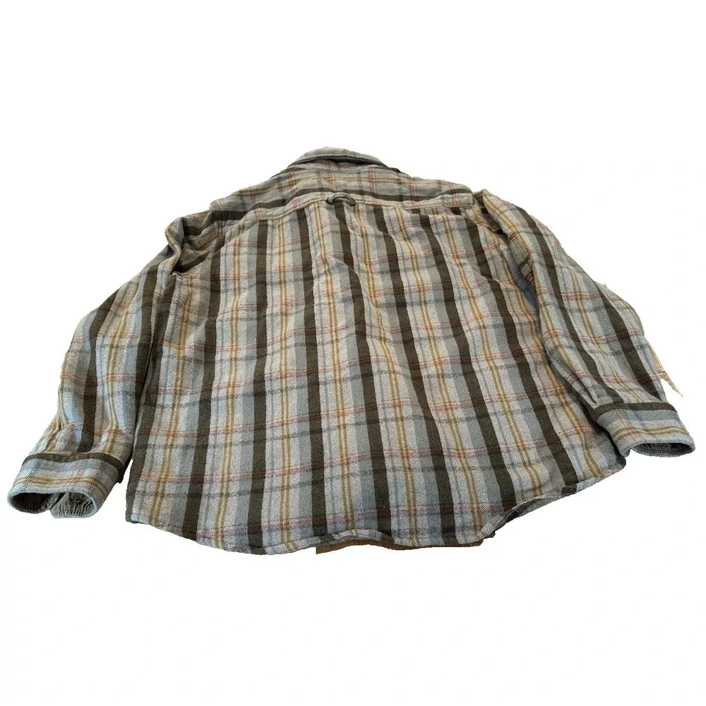 Pendleton Shirt Jacket Mens Brown Tan Plaid Lined Virgin Wool Corduroy Size 2XL