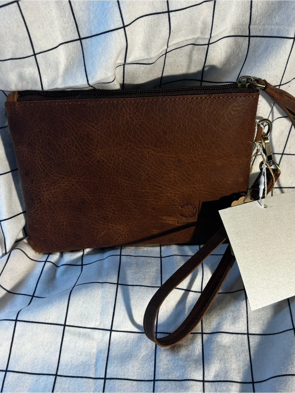 Countryside Co. Black & White Cowhide Wristlet