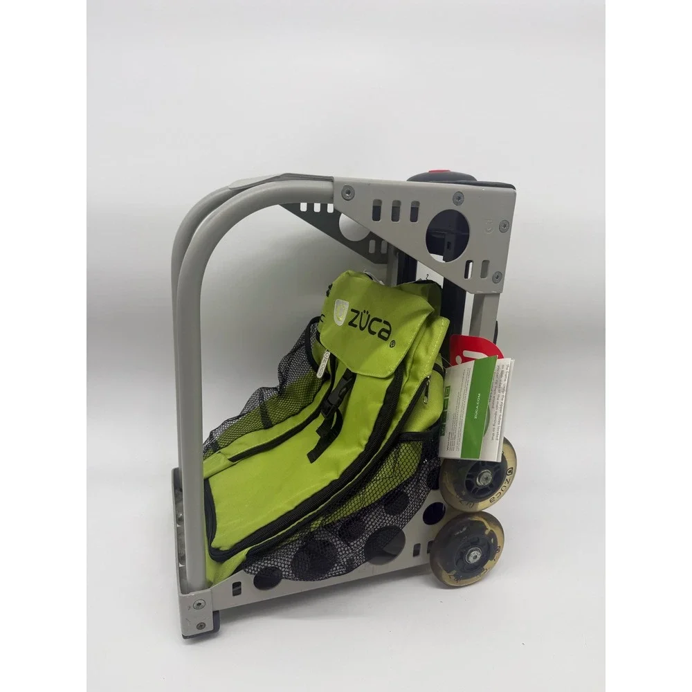 Zuca Rolling Bag Grey Frame Lime Green Insert Sport Golf Ice Skating Light Up