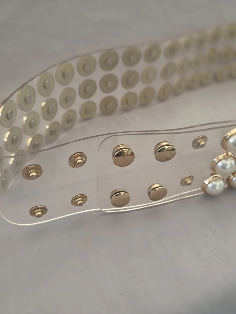 Pearl And Gold Embellished Clear Belt