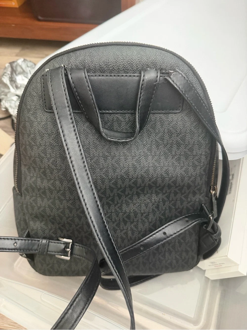 Michael Kors Black/ Grey Studded Medium Backpack
