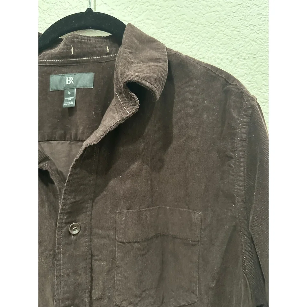 Banana Republic Mens Large Brown Corduroy Button Down Shirt Standard Fit Cotton