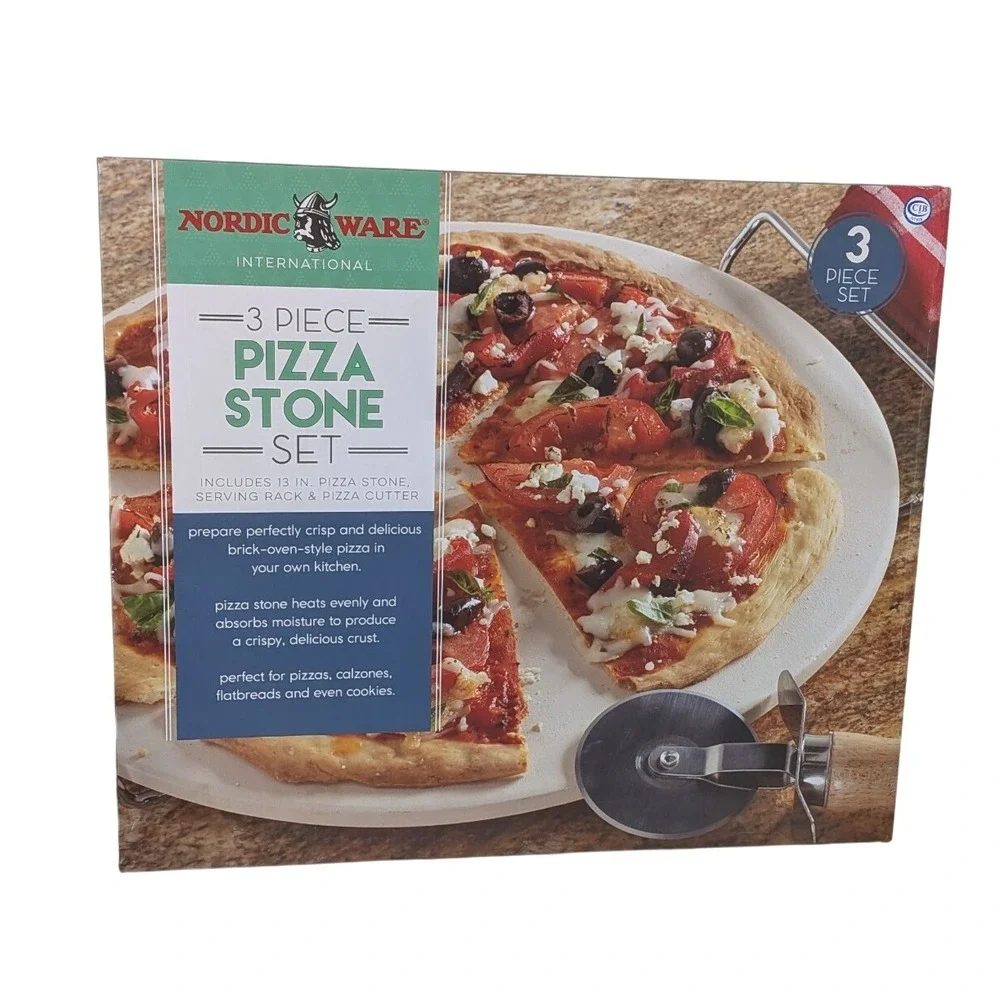 Nordic Ware 3-Piece Pizza Stone Set NIB 13