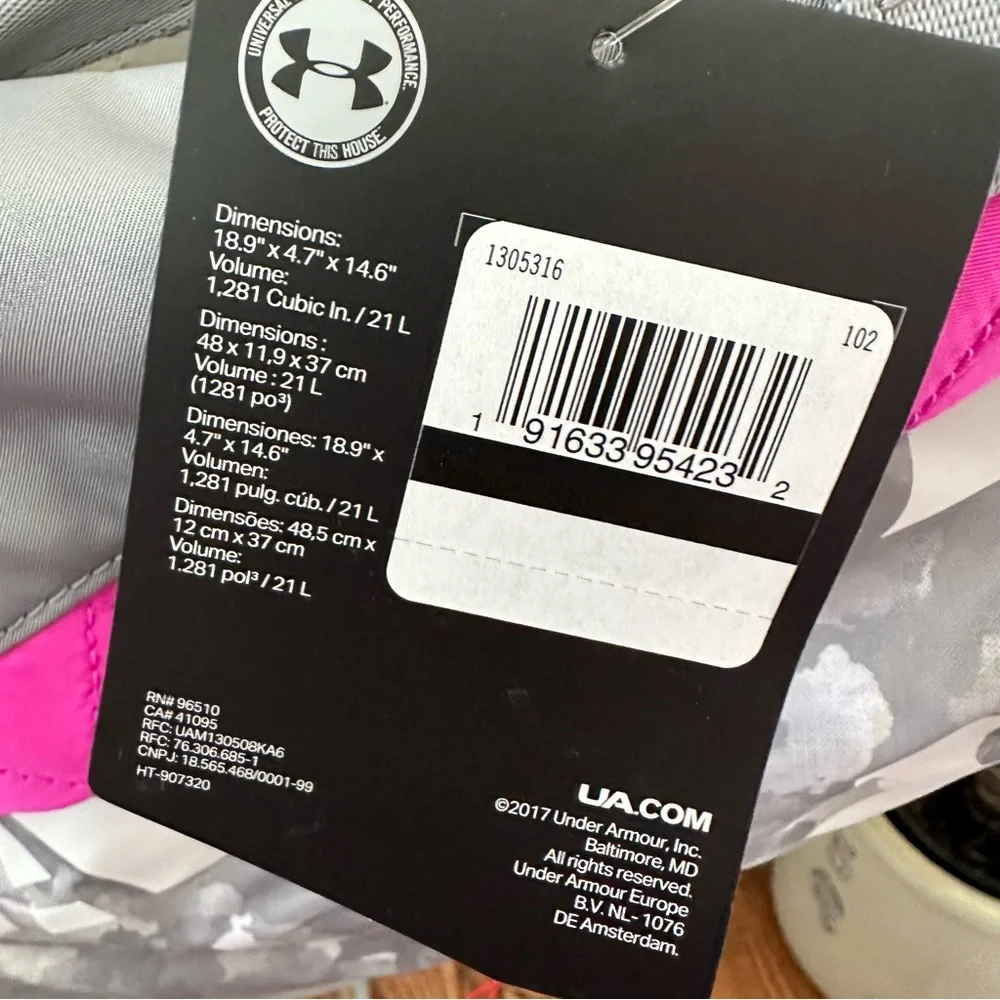 Under Armour Gray and Pink Duffel Bag‎