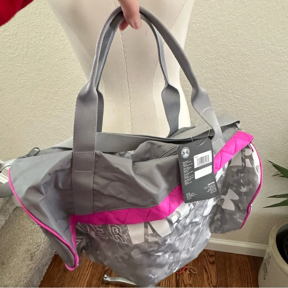 Under Armour Gray and Pink Duffel Bag‎