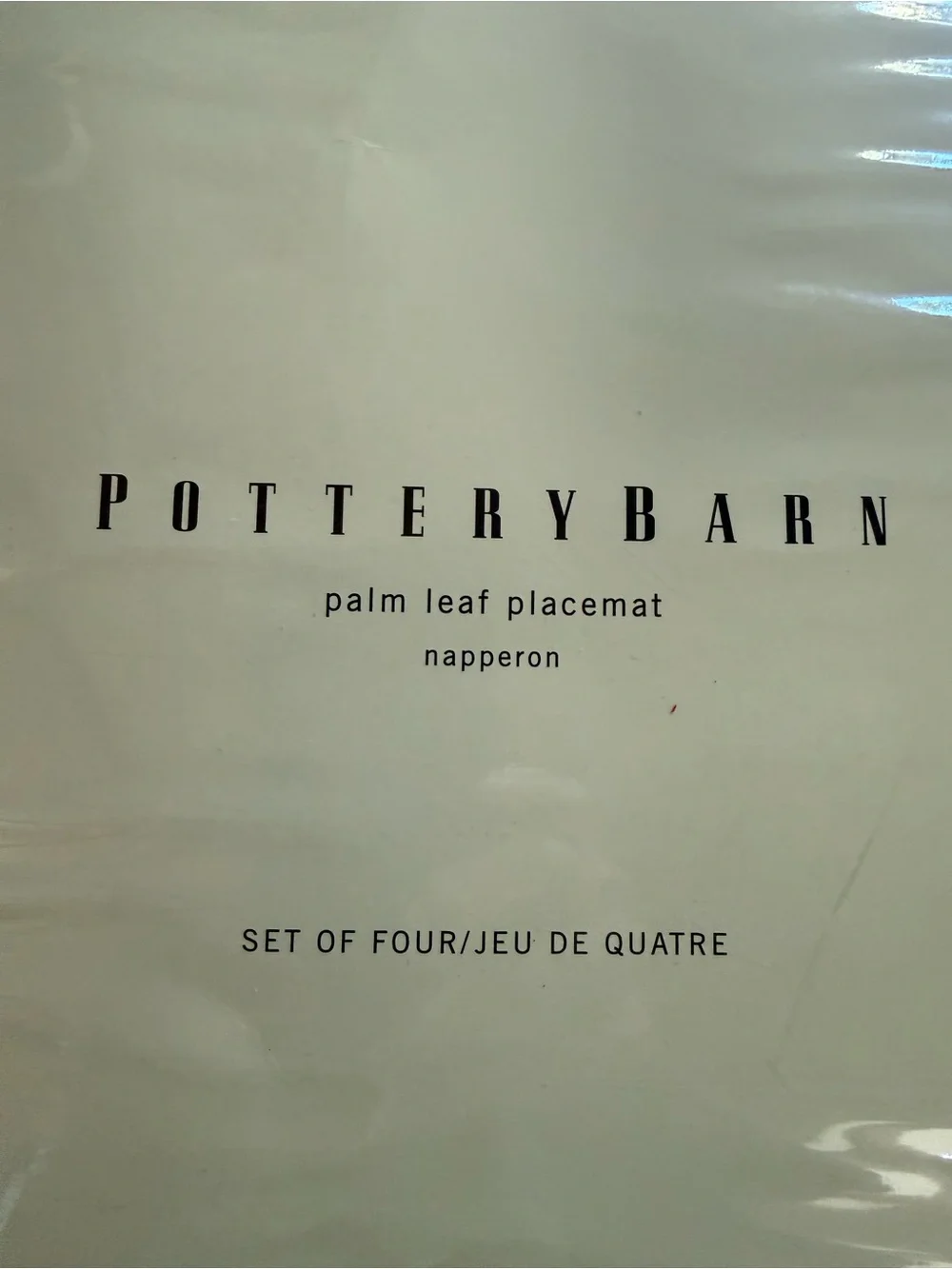 Pottery Barn Palm Leaf Placemat Set of Four