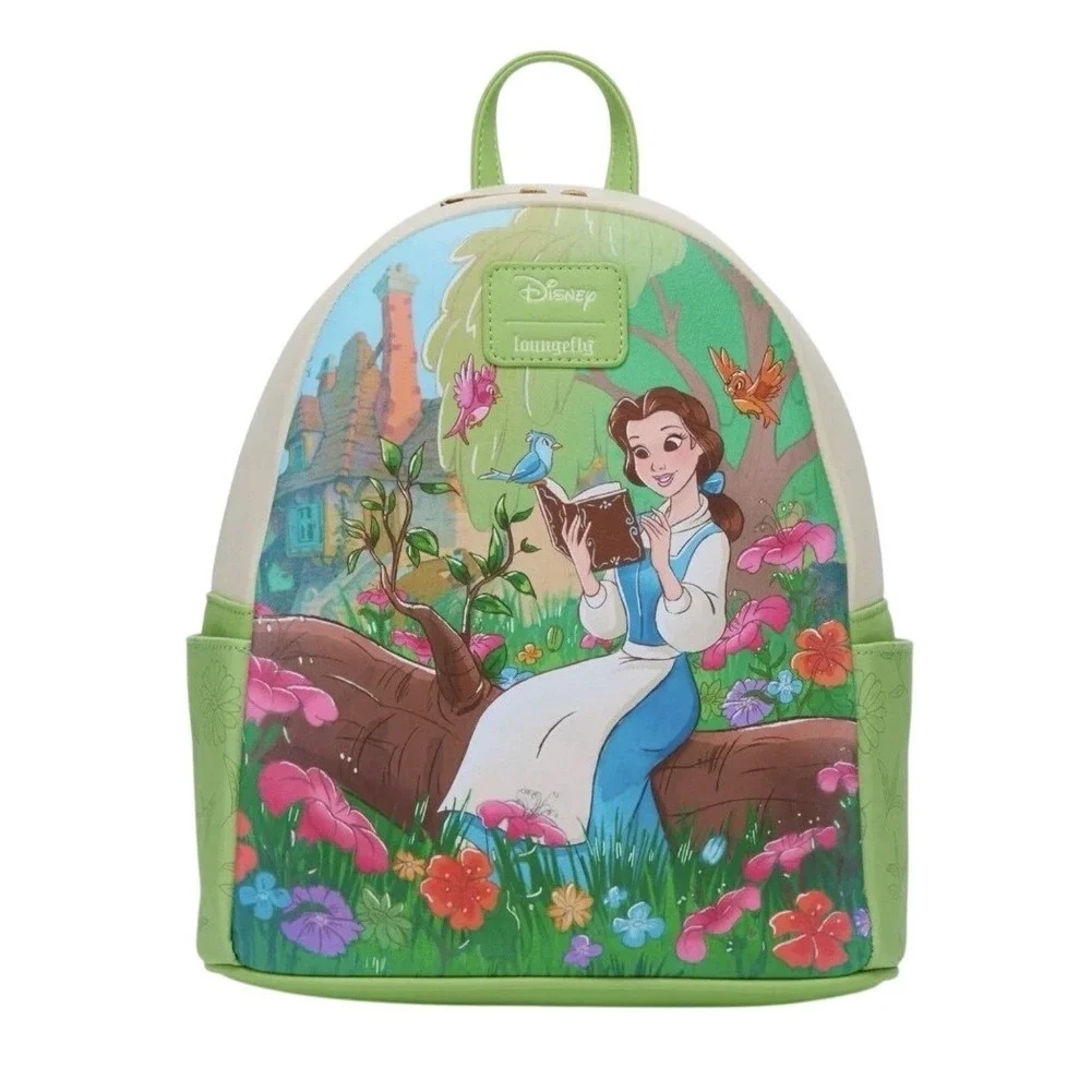 Disney Loungefly Beauty and the Beast Belle Reading Green Mini Backpack NEW