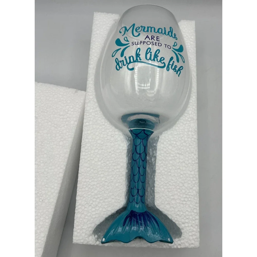 BigMouth Mermaid Tail XL Wine Glass Holds Full Bottle Novelty Stemware Gift Box
