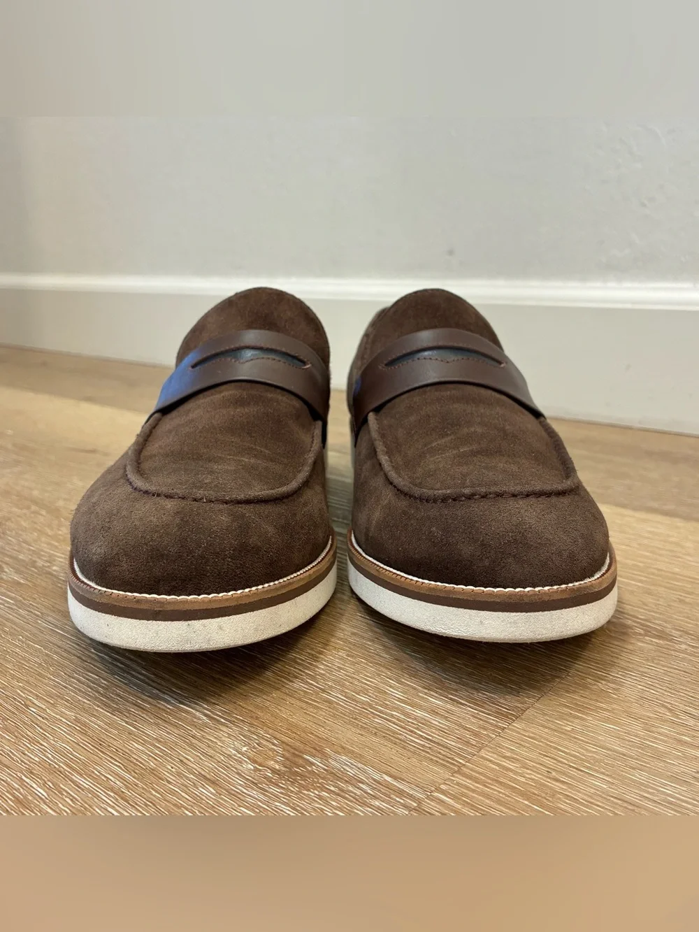 Kemal Tanca Brown Suede Penny Loafers Men's EU 44 US 10 Casual Dress Shoes