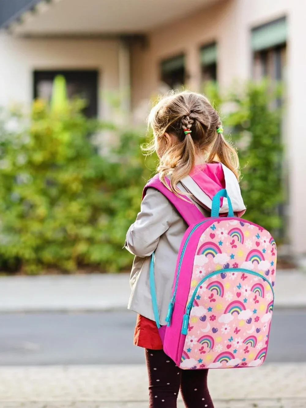 15 Inch Fun Printed Backpack with Front Zippered Pocket & Padded Adjustable Shou