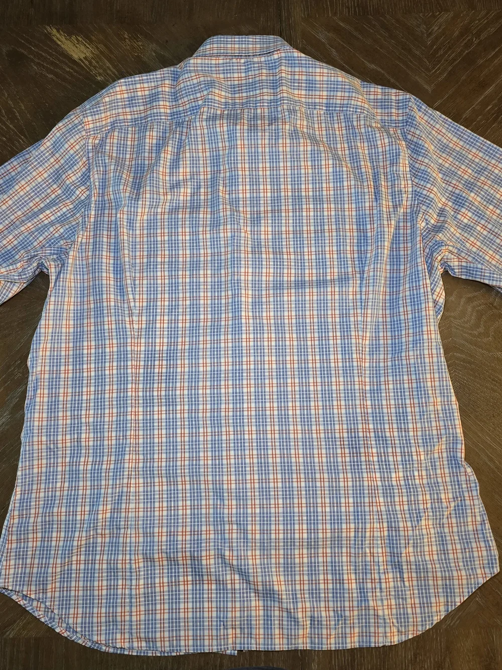 Banana Republic Men’s Light Blue and Red Plaid Button-Down Shirt