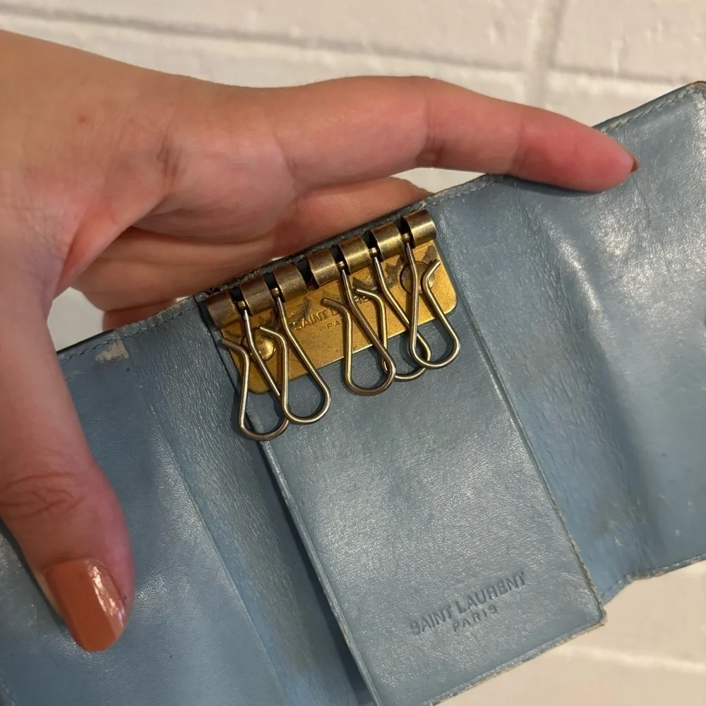 Saint Laurent vintage keyholder wallet in blue