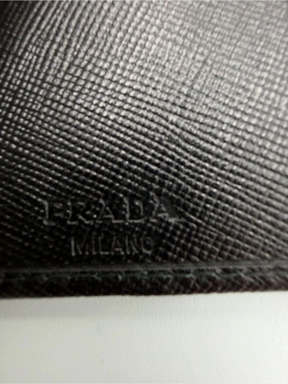 Prada Black Saffiano Leather Compact Wallet with Gold Logo New In Box w/COA