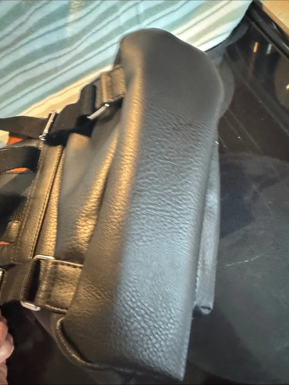 Vaan & Co Black and Brown Leatherette Ladies Backpack - Stylish Stud Detail