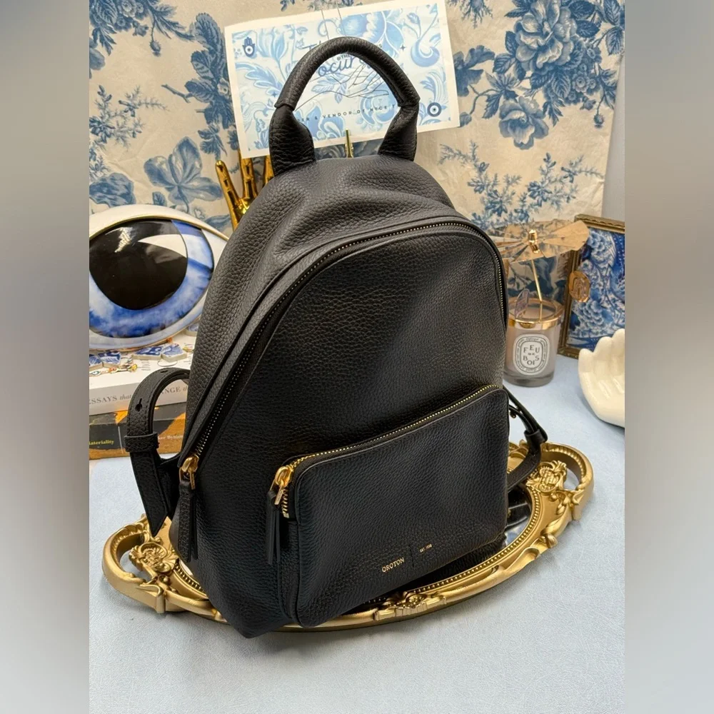 🆕 OROTON 🧿 NWOT Lilly Small Backpack, Black Leather
