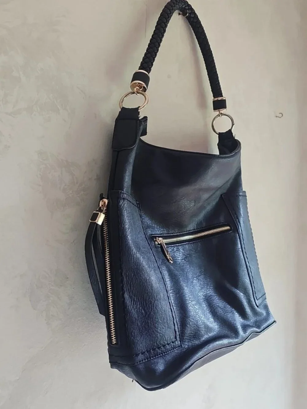 Miztique The Grace Hobo Black Pebble Vegan Leather Bag