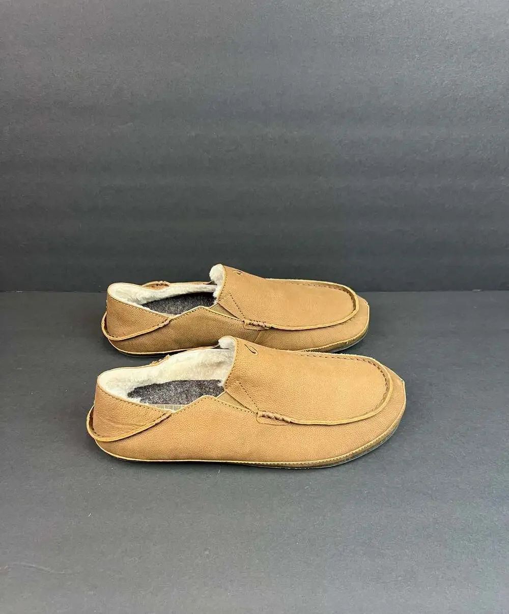 OluKai Moloa Men's Leather Shearling Lined Slippers US 11 Euro 44