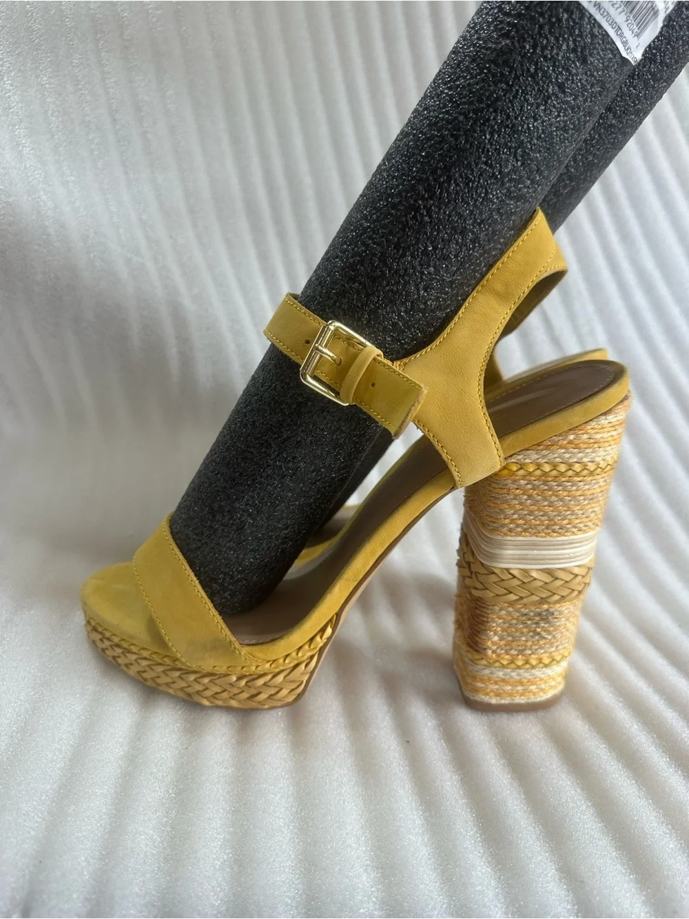 Aldo Mustard Yellow Wedge Espadrille Sandals with Ankle Strap