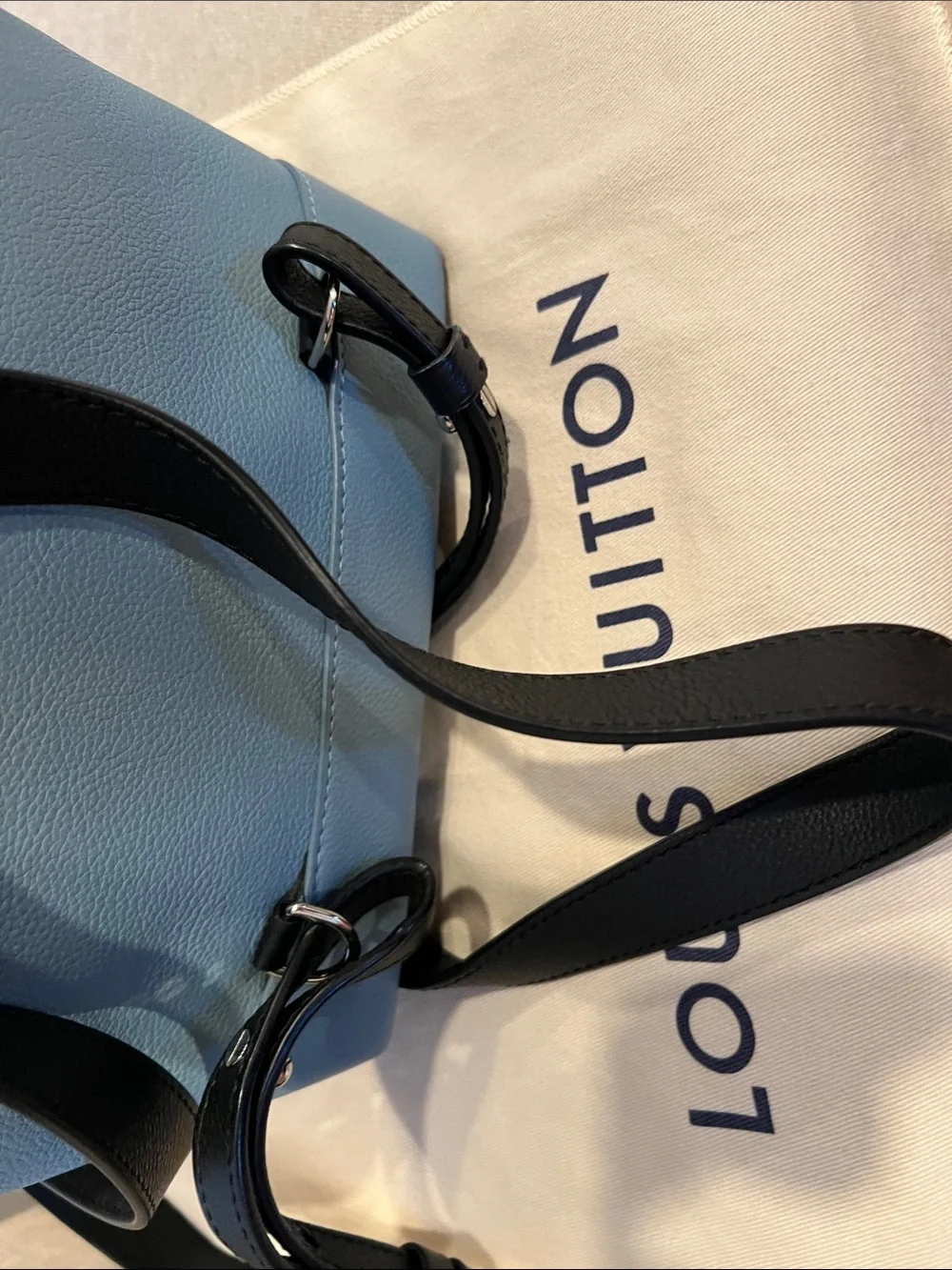 Louis Vuitton Black and Blue Leather Top-Handle Backpack