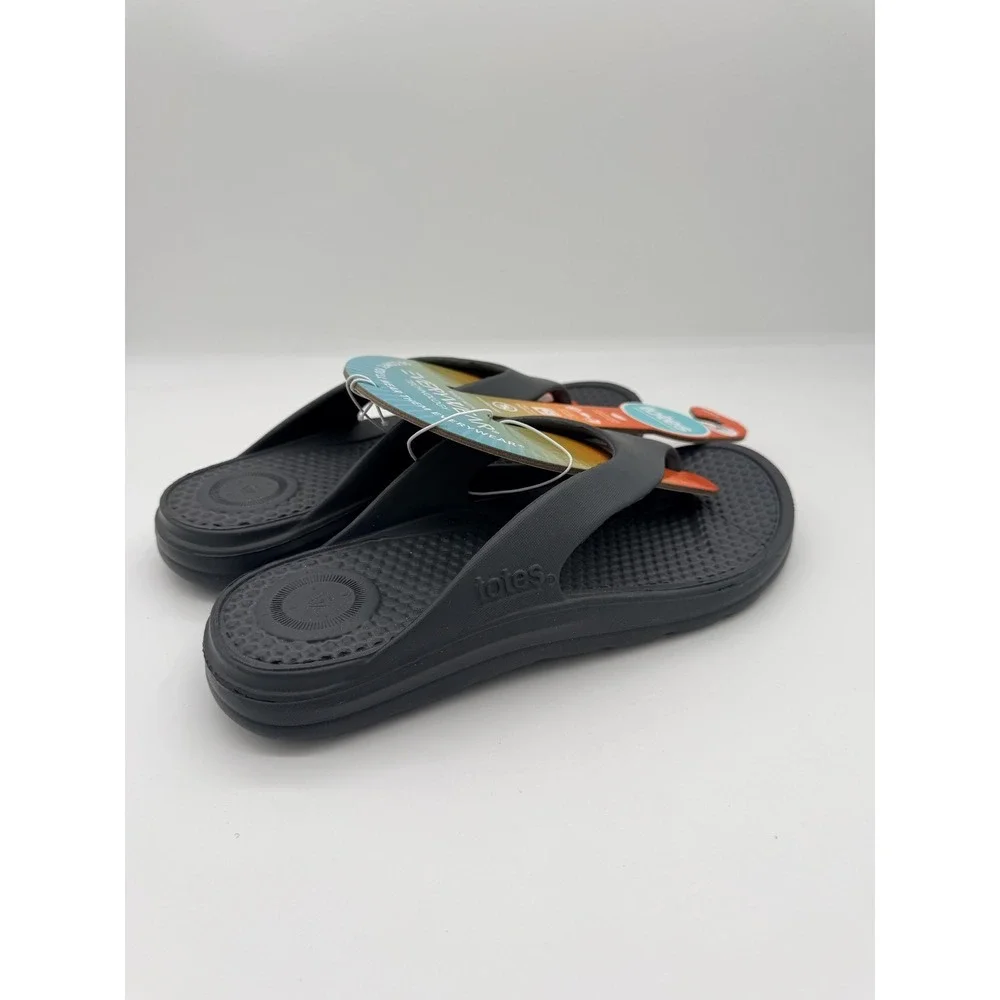 Totes Everywear Shoes Mens Size 9 Black Flip Flop Sandals‎ Lightweight New