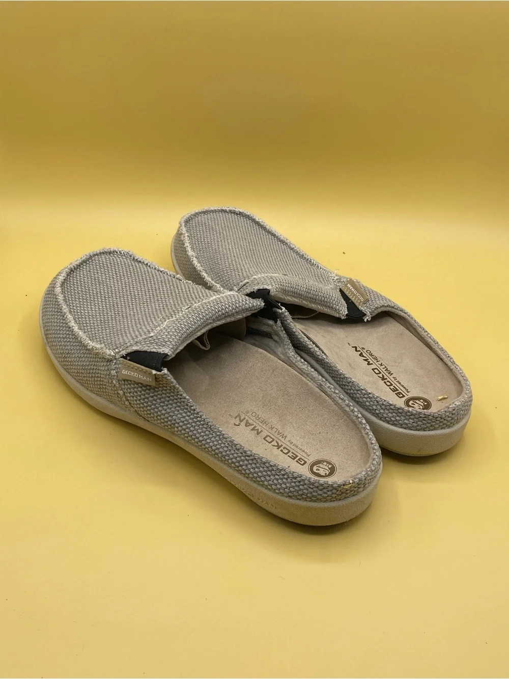 Slip-On Canvas Mule Loafers in Light Gray -