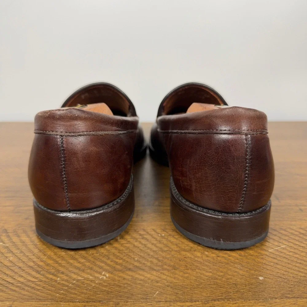Allen Edmonds Shoes Mens 9.5 D Brown Steen Leather Apron Toe Dress Loafers