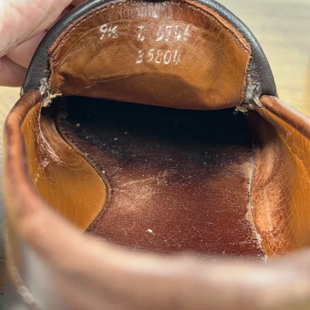 Allen Edmonds Shoes Mens 9.5 D Brown Steen Leather Apron Toe Dress Loafers
