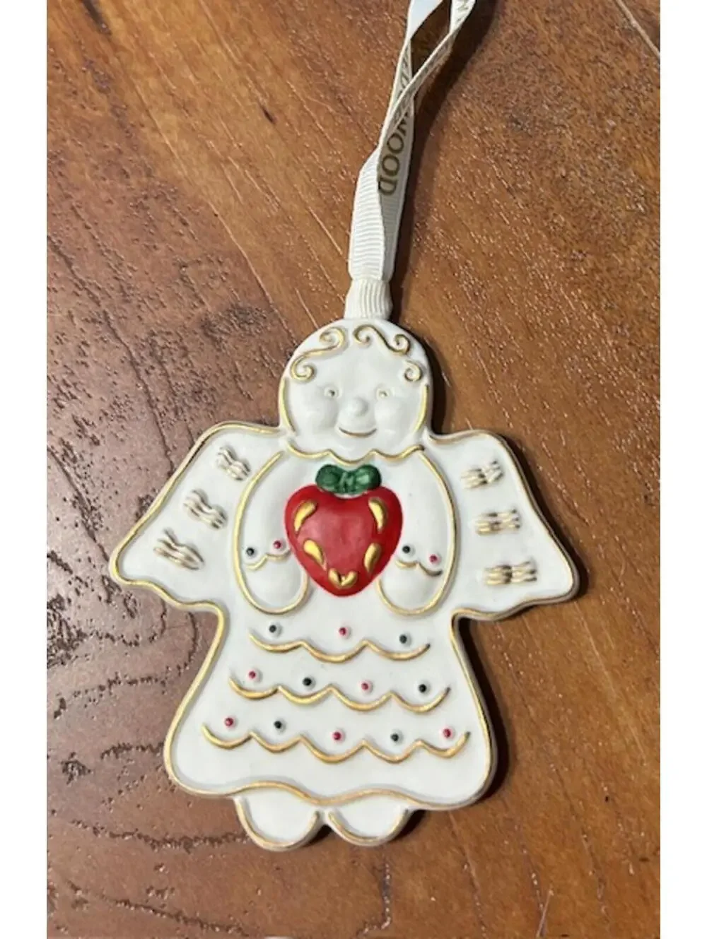 Wedgewood Vintage Ceramic Angel Ornament with Heart Decoration