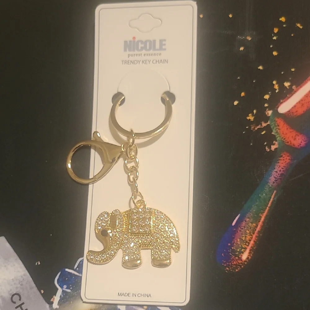 Nicole Sparkling Gold Elephant Keychain/Bag Charm