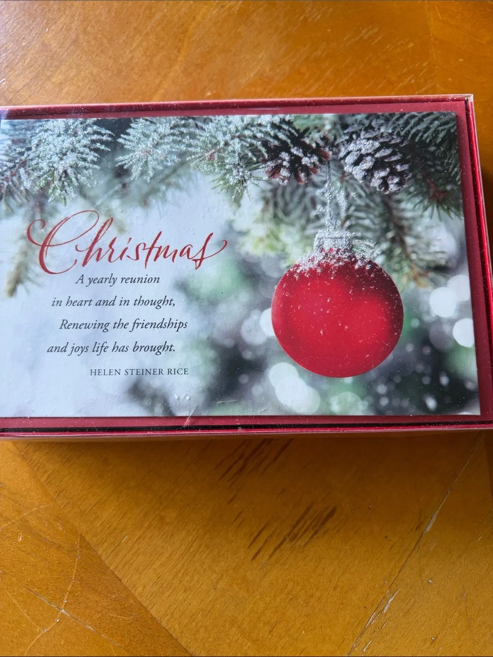 Christmas Red Ornament Holiday Card Box
