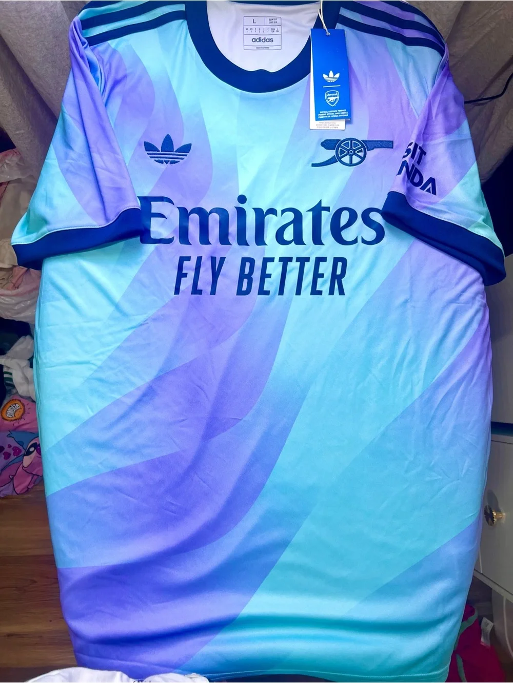 adidas Arsenal Gradient Jersey in Light Blue & Purple