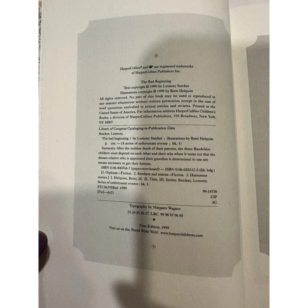A Series of Unfortunate Events The Bad Beginning by Lemony Snicket Hardcover